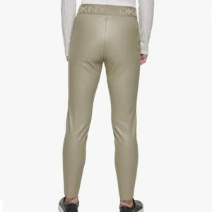 DKNY Women's Logo Faux Leather Leggings L